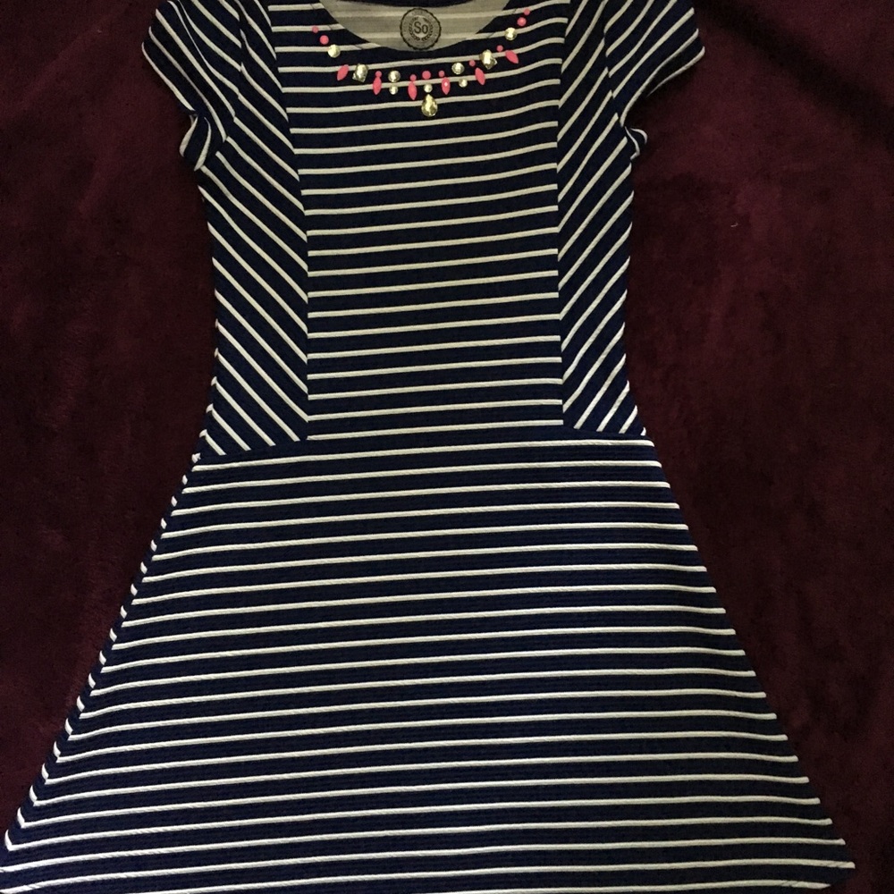 Blue Striped Girls Dress